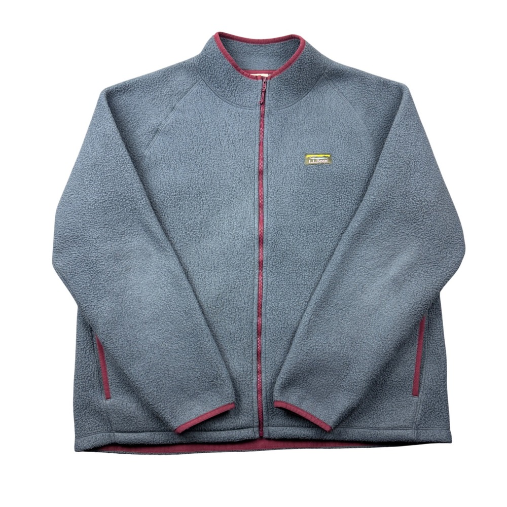 LL Bean Men's XL Katahdin Fleece Full-Zip Jacket Blue Outdoors Granola Hike Camp